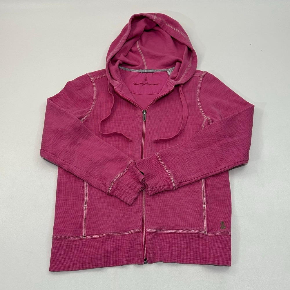 Tommy Bahama Women's Hoodie Pink Lightweight Zip-Up Size S